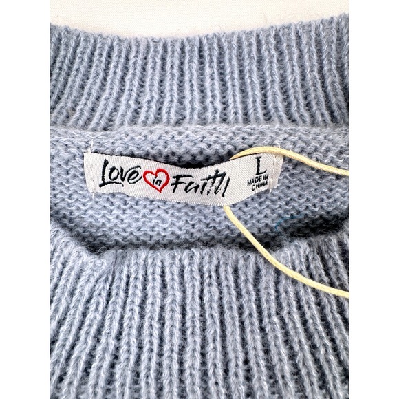 Love In Faith Mama Proverbs 31 Embroidered Sweater Blue/Gray Size Large NWT - Picture 3 of 7